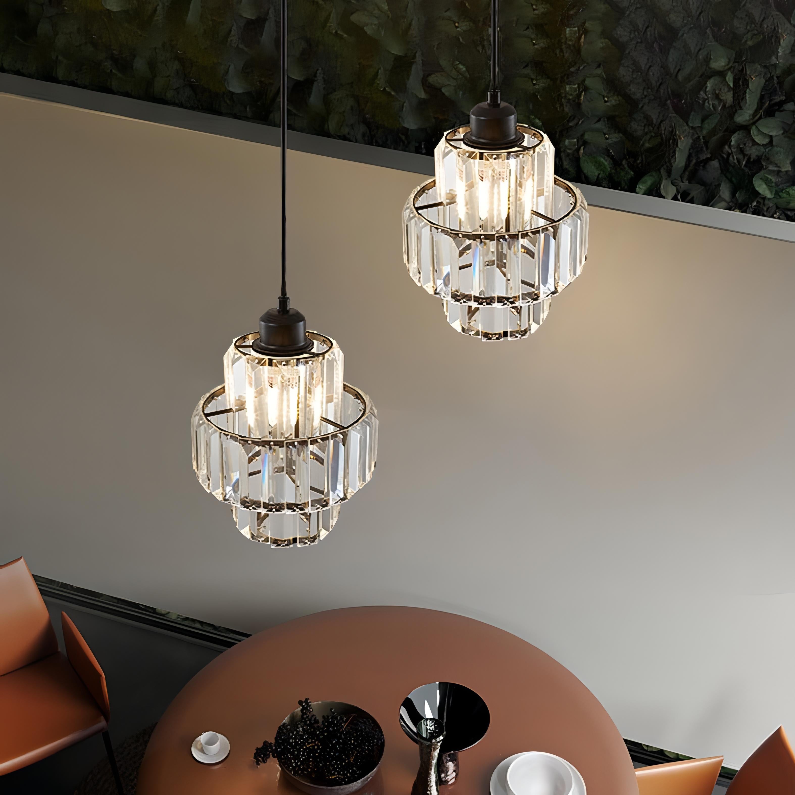 FernandoÉlégance - Luminária de Teto em Cristal com Design Estriado