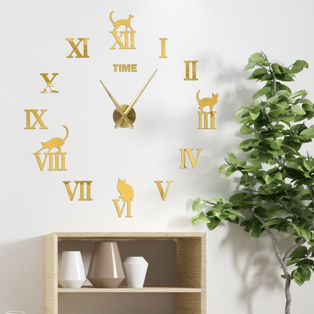 Reloj de Pared 3D de Acrílico Dorado