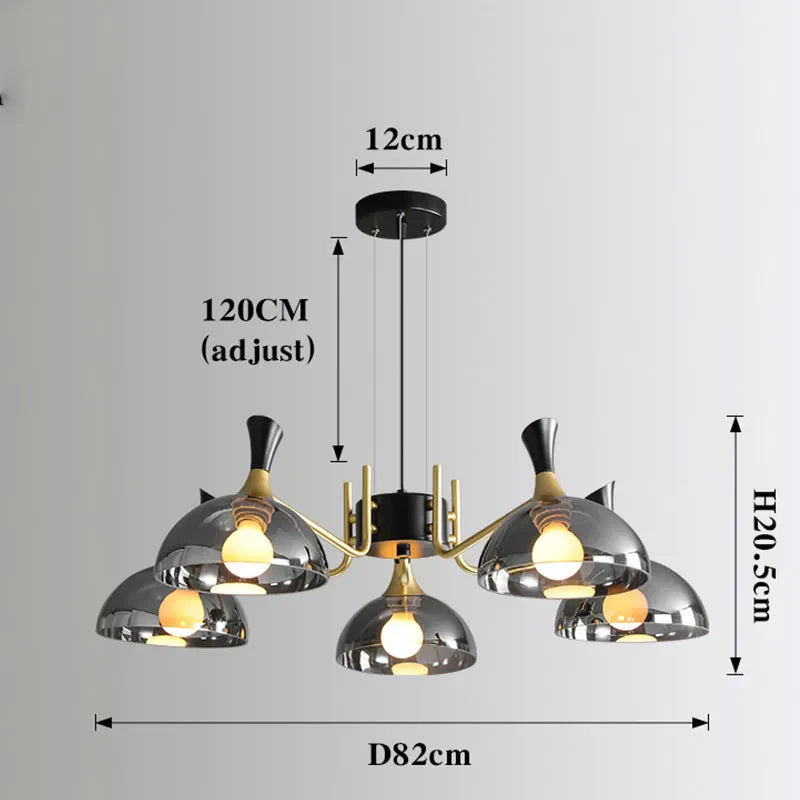 Lustr Grosvenor z černého skla s LED