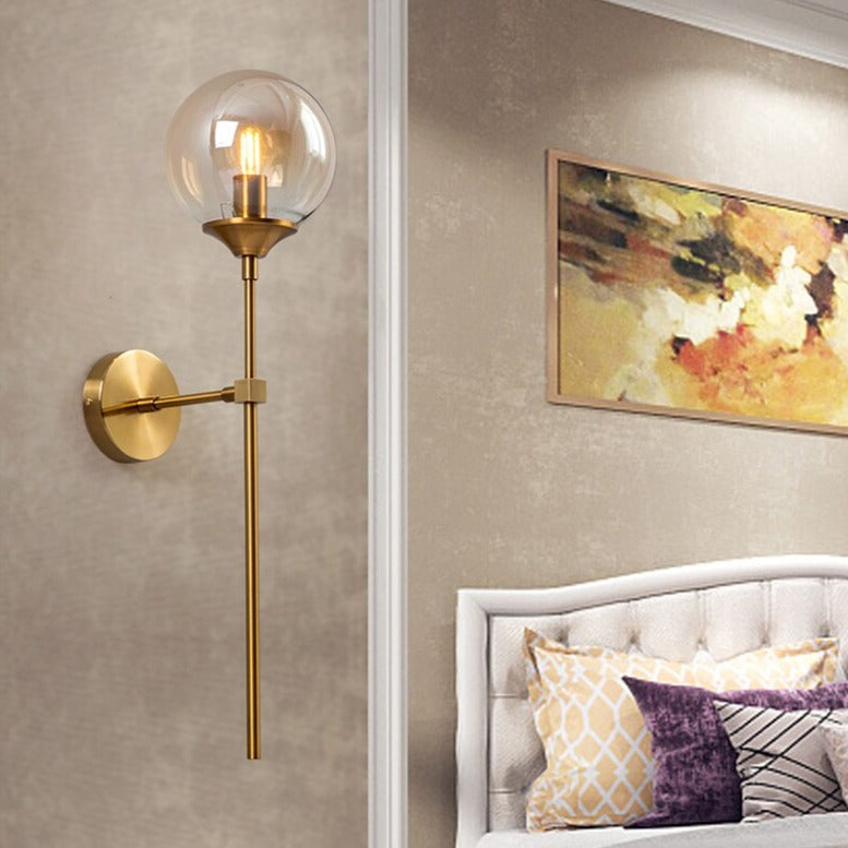 Glass Torch Brass Wall Light