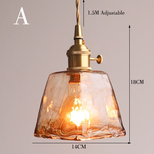 Brass Amber Glass Pendant Light lamp