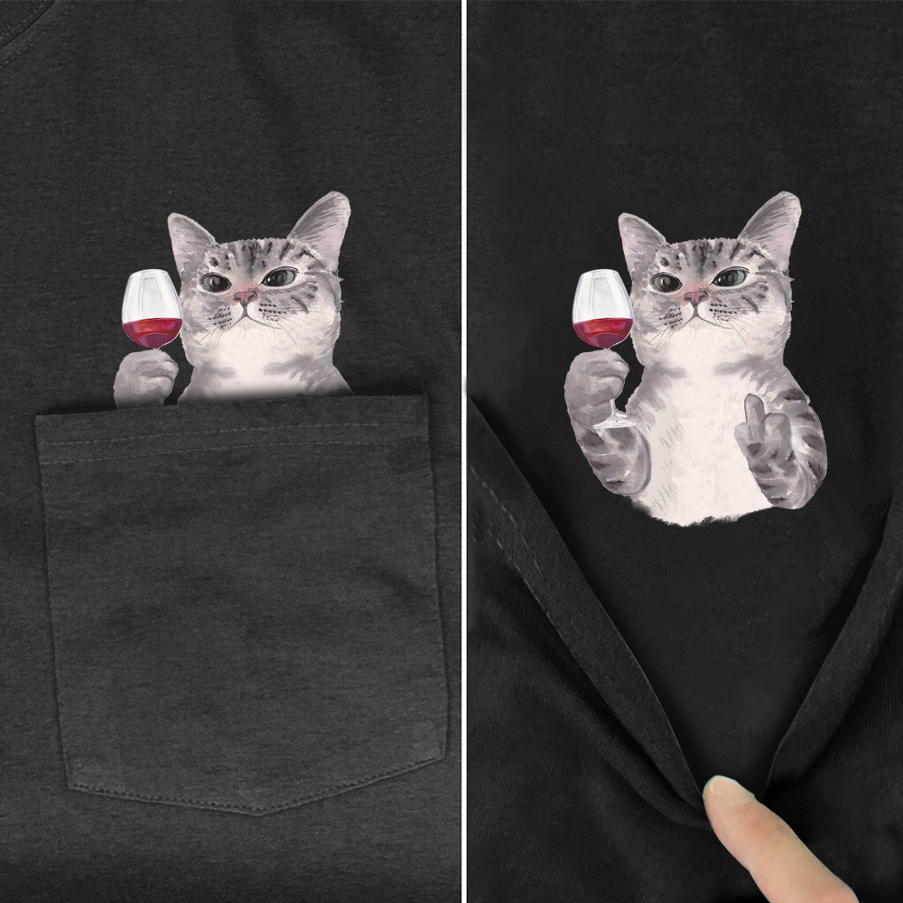 Tričko s překvapením Pocket Wine Cat