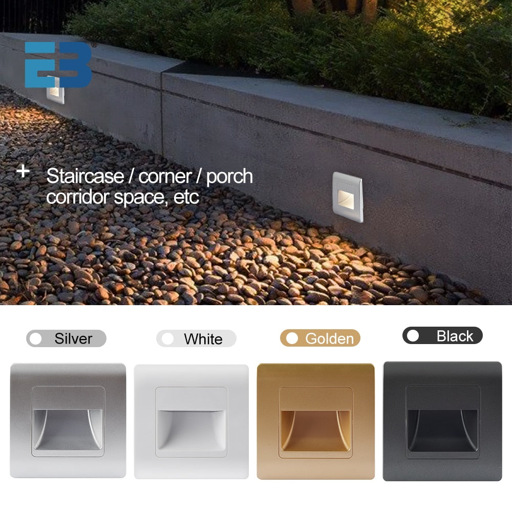 EB Brone - Led trappljus 4 färger PIR-sensor infälld fotlampa