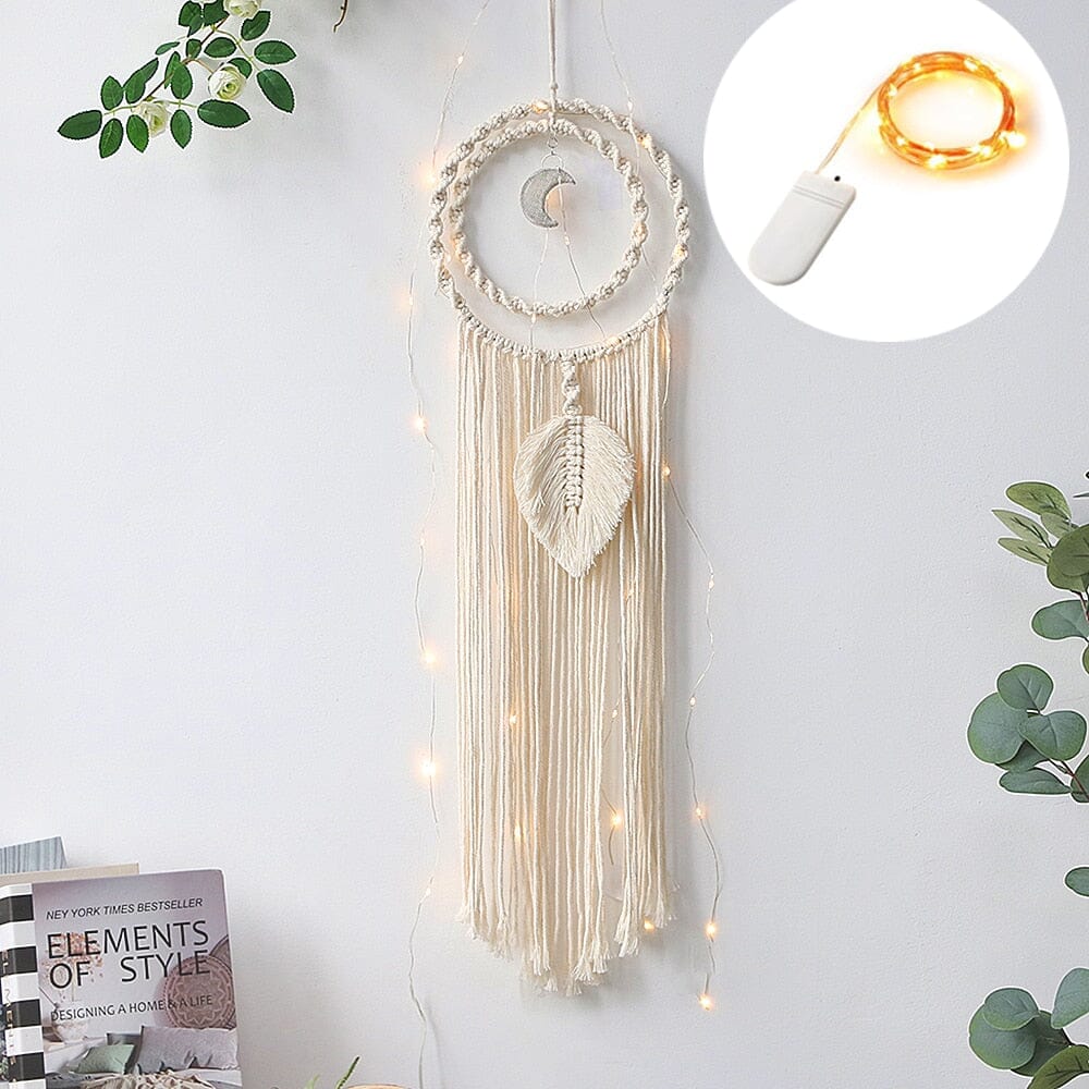 Atrapasueños de macramé con luces