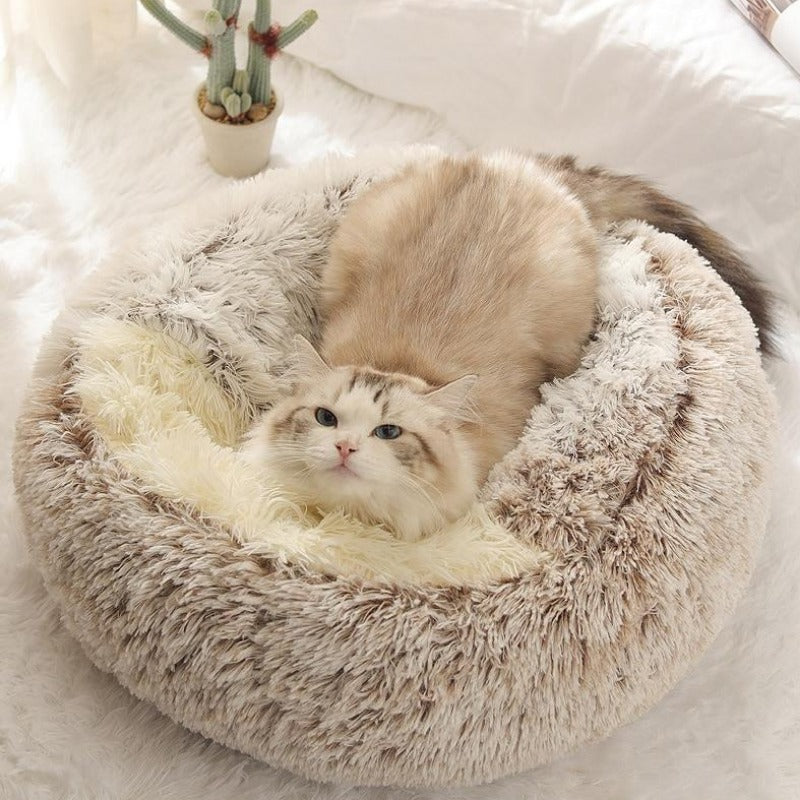 Round Plush Calming Cat Cave