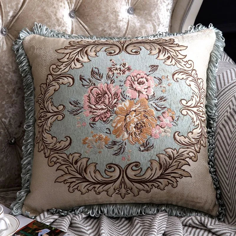 Luxury  Decorative  Pillows Vintage Home Decor Floral Embroidery Cushion Cover