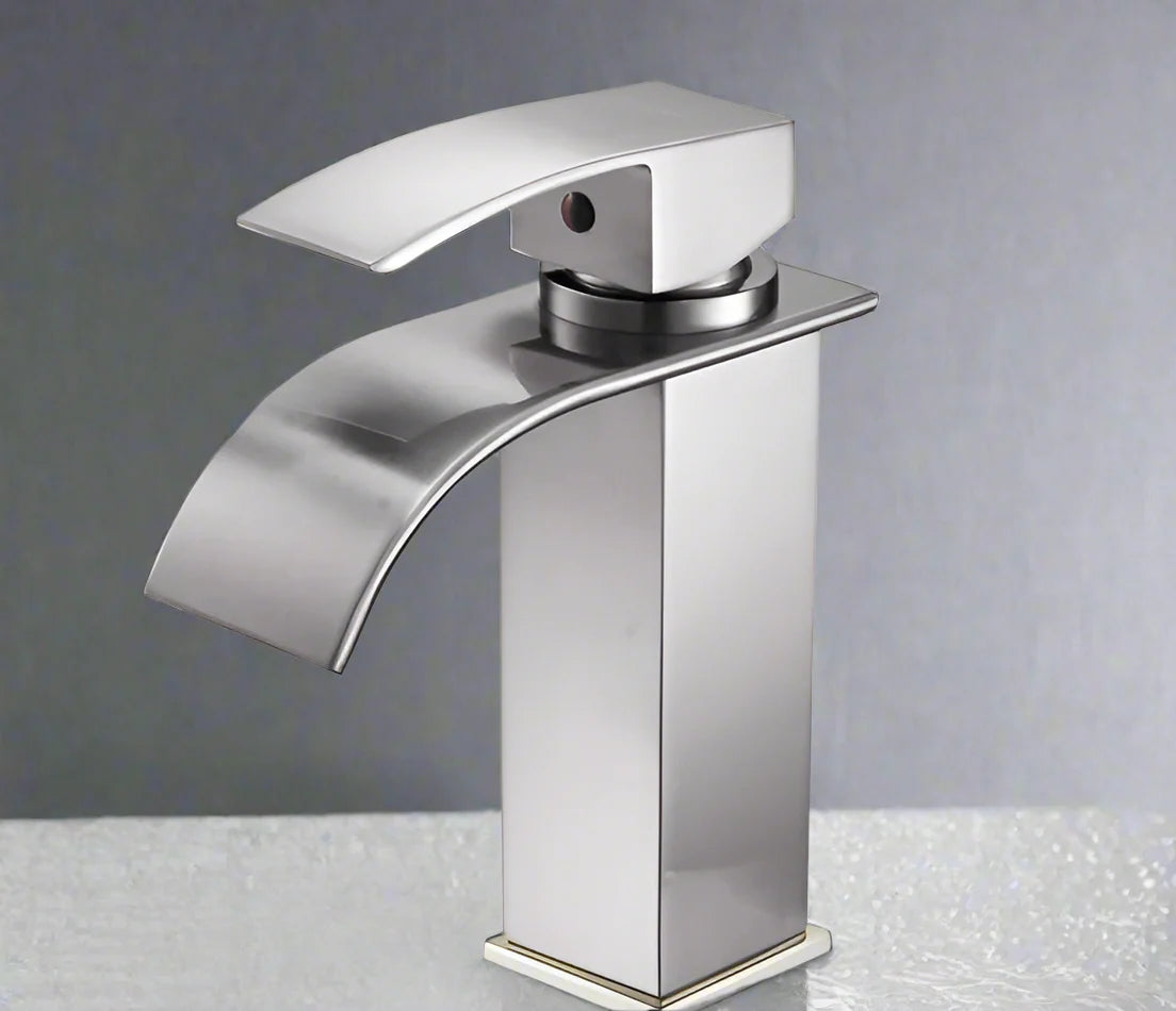 Sophia Black Waterfall Faucet - Modern Basin Mixer for Hot & Cold Water