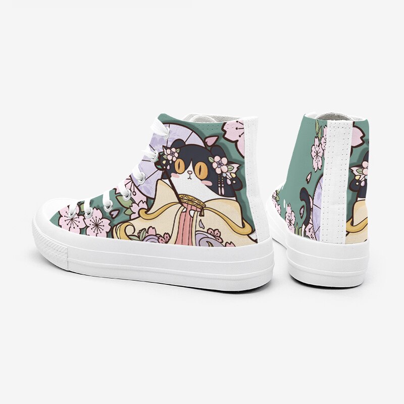 Retro Flowers Cat Sneakers