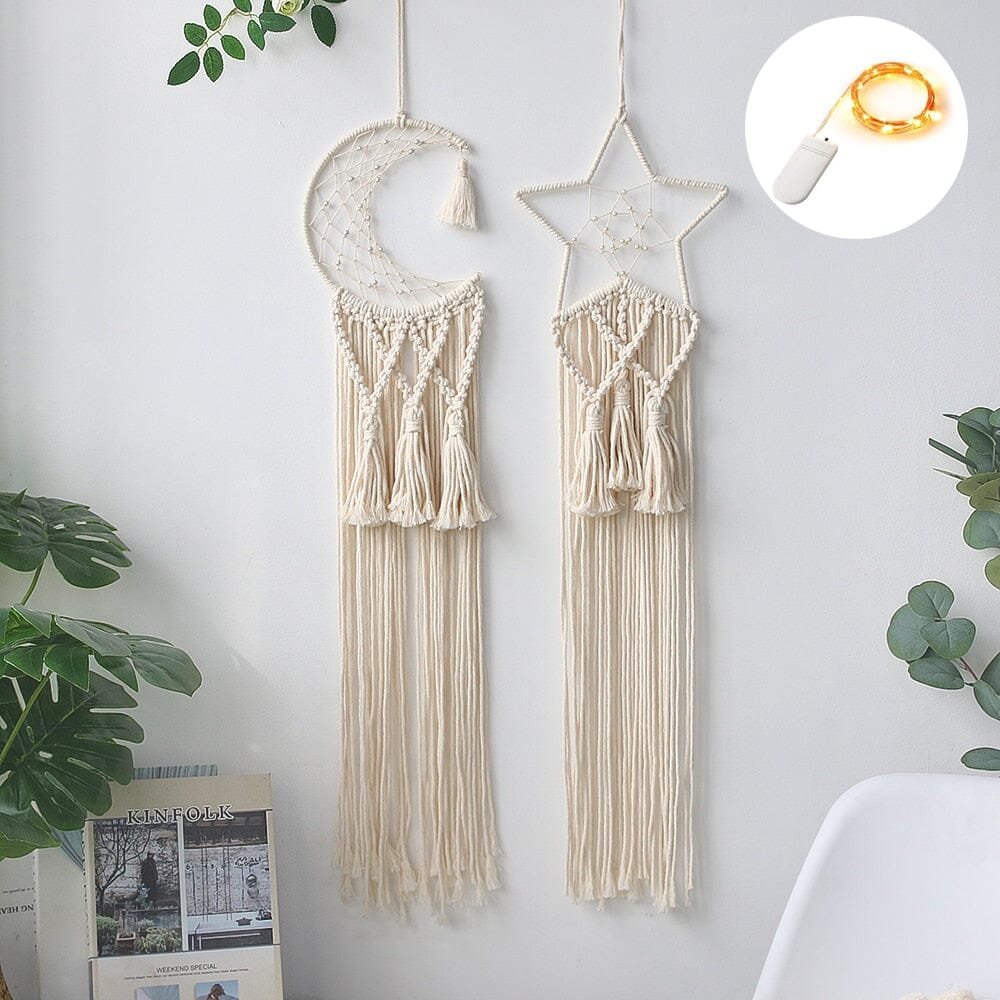 Atrapasueños de macramé con luces