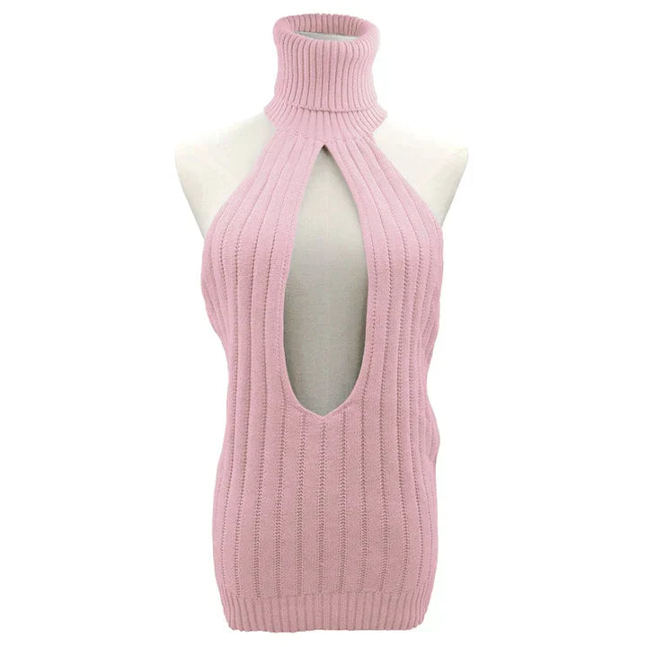 Maglione Virgin Killer senza schienale con pullover sexy scavato