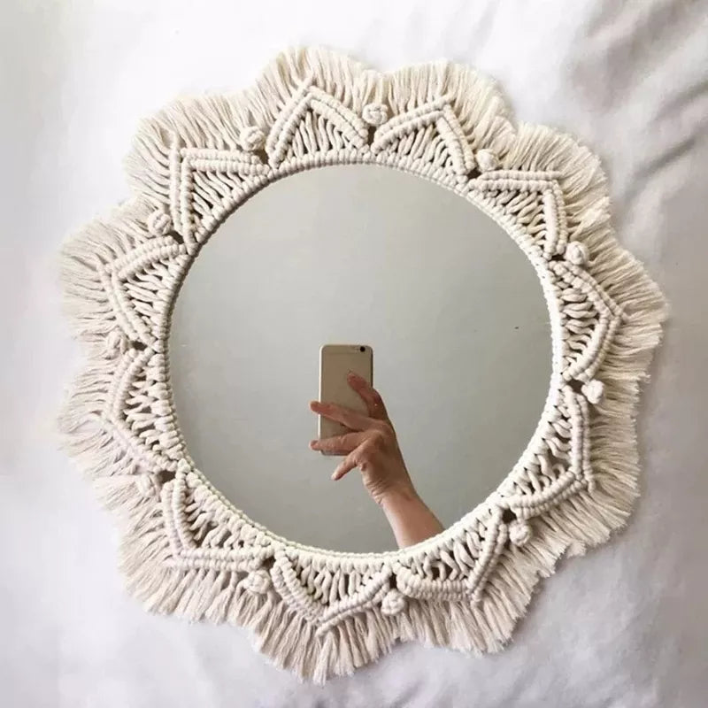 Bohemian Macramé Round Mirror