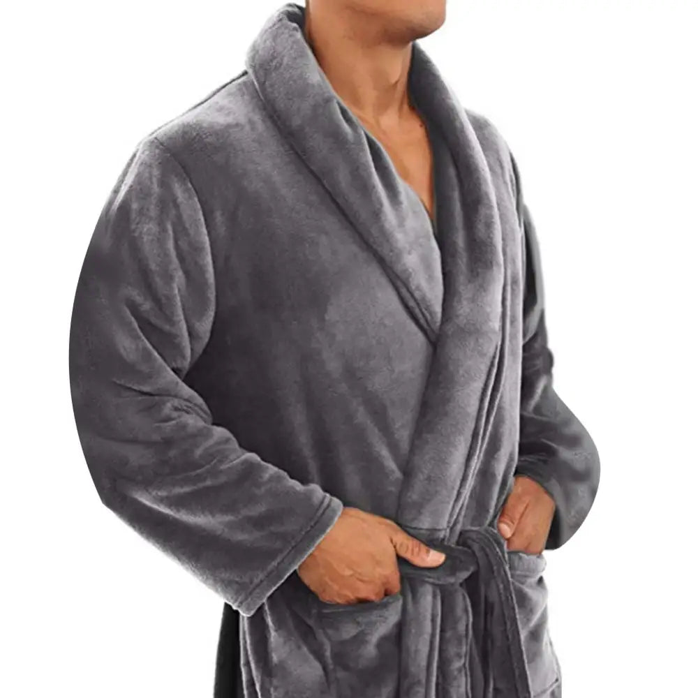 CozyRobe – Albornoz polar con cuello chal y bolsillos