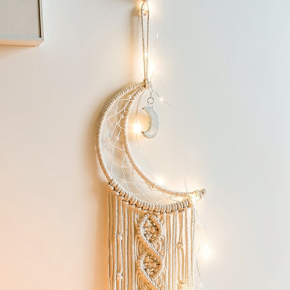 Atrapasueños de macramé con luces