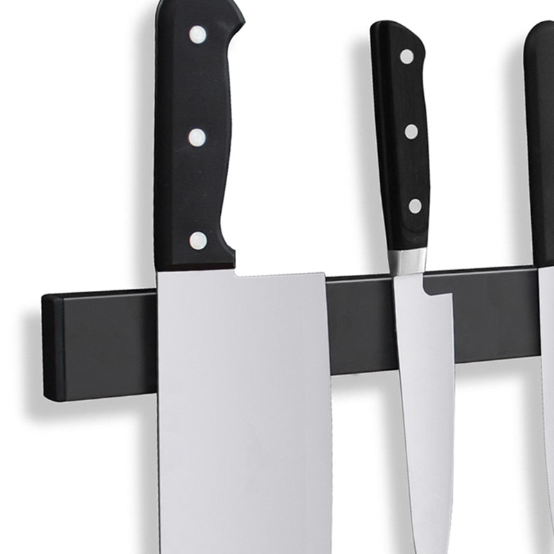 Black Wall Mounted Stainless Steel Magnetic Knife Rack