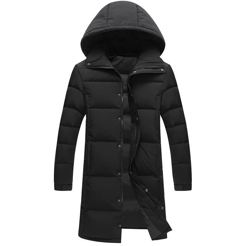 Tommy - Fur With Stand-Up Collar Black Men's Coat Long Jacket