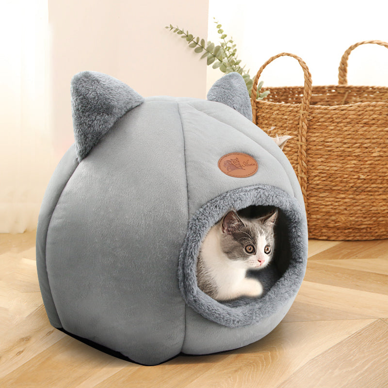 Cueva calmante para gatos Cute Kitty con cojín extraíble para cama para gatos