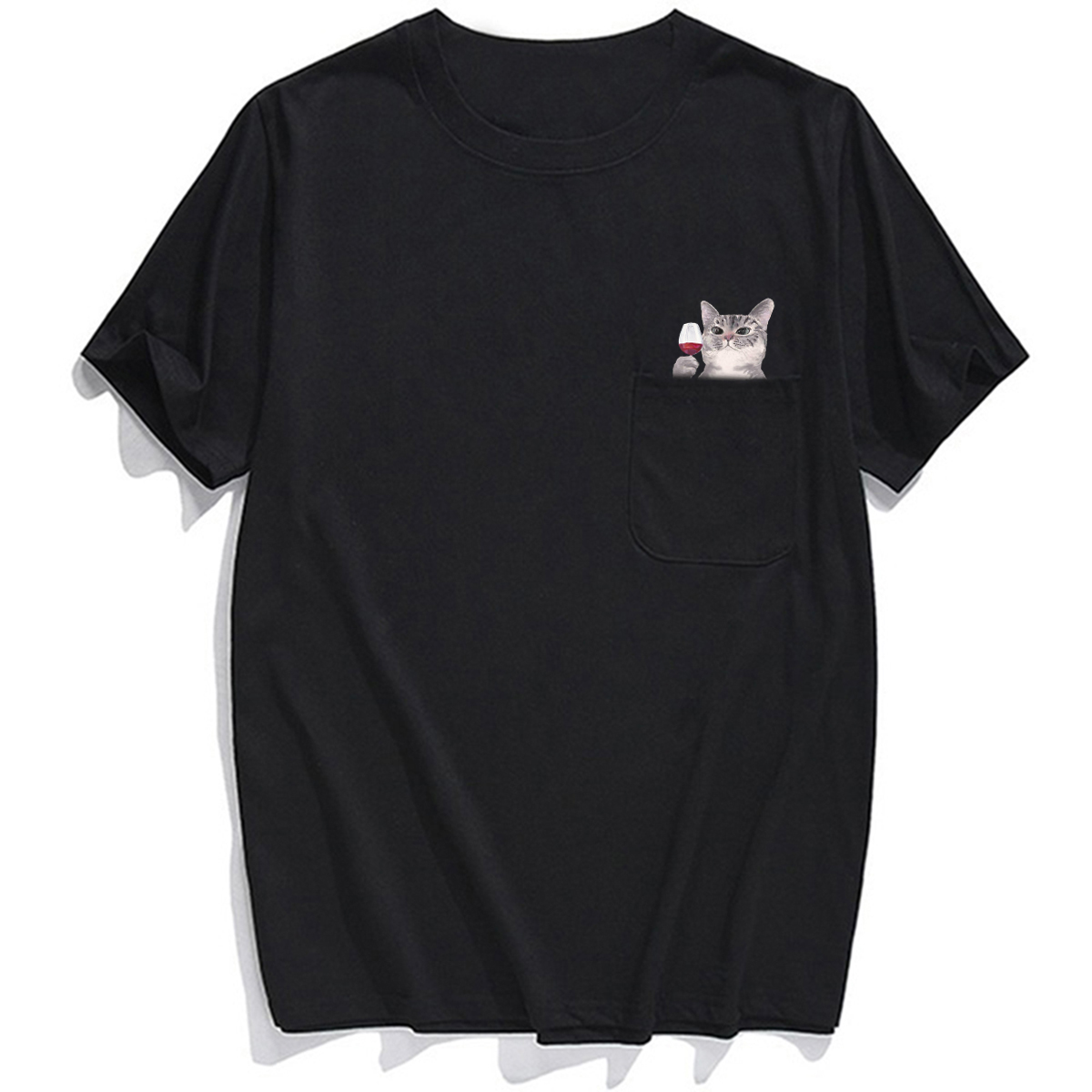 Surprise Pocket Wine Cat T-paita