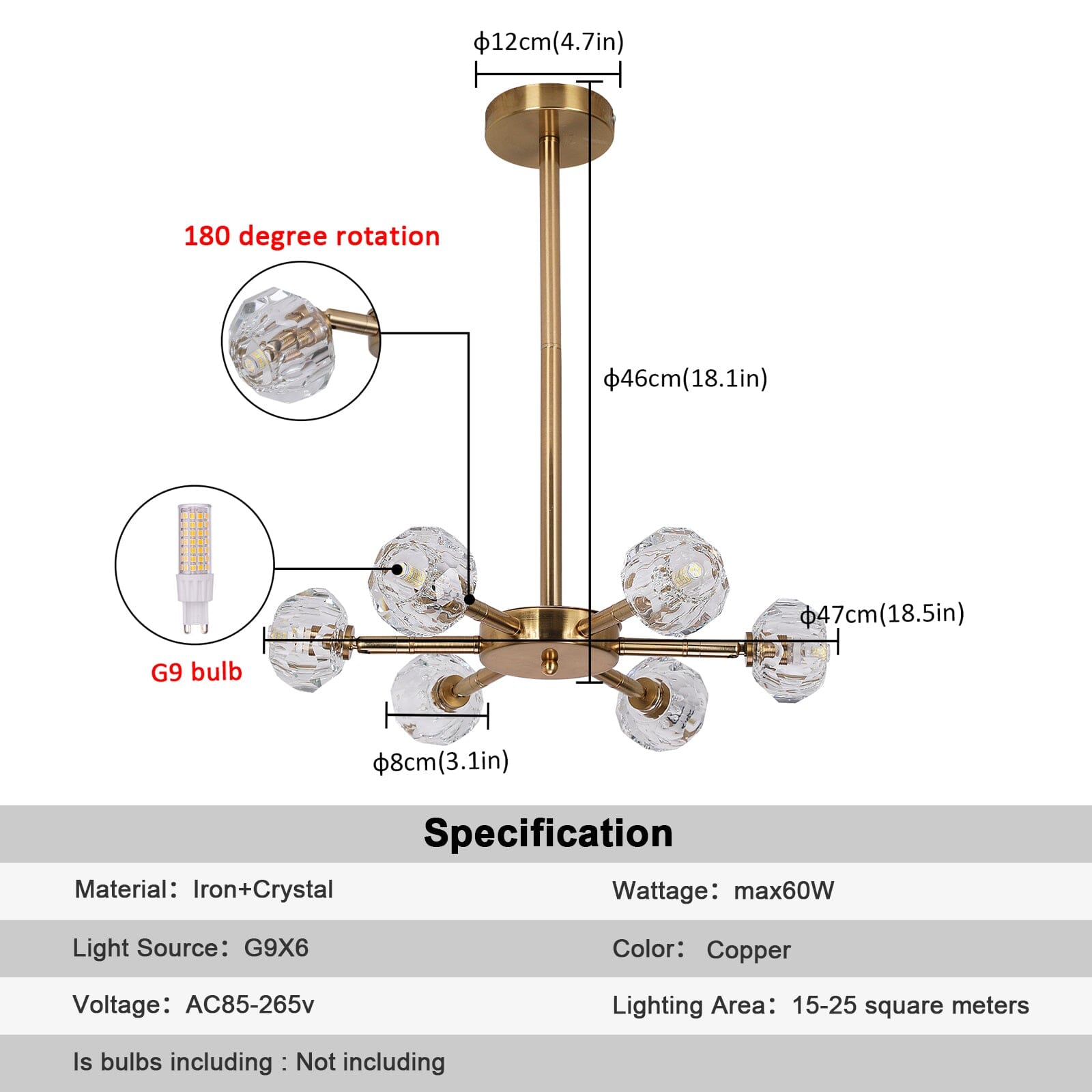 Luz Colgante LED Hafsa Crystal