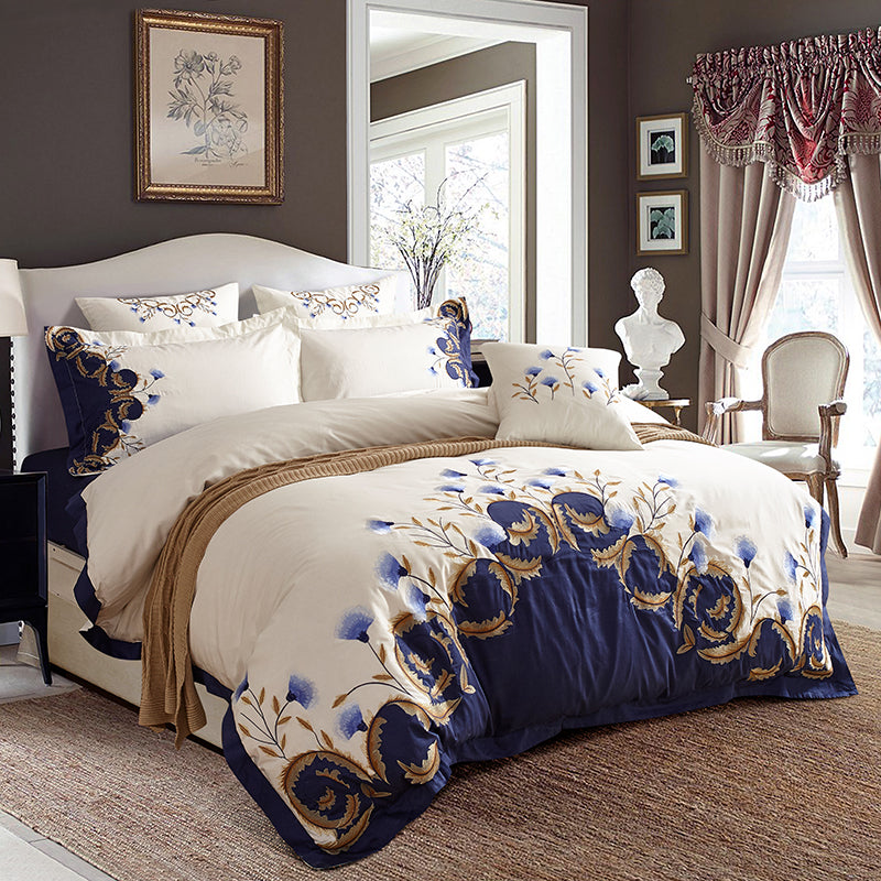 Zaydena Luxury Embroidered Egyptian Cotton Bedding Set