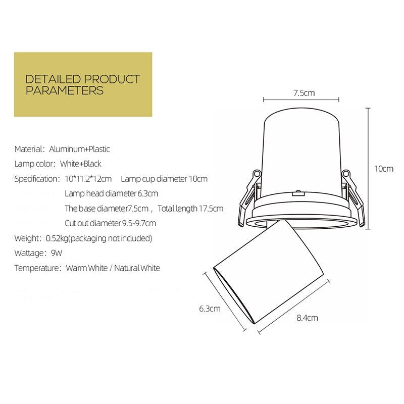 Sisäänvedettävät modernit LED-kohdevalot