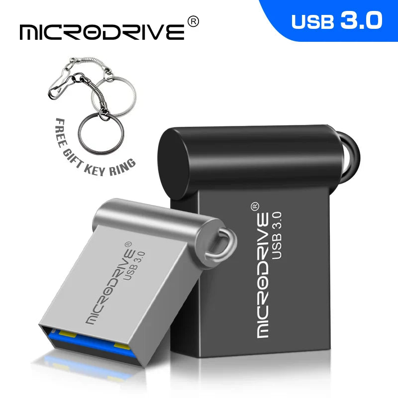 MicroDrive Super Mini USB 3.0 Flash Drive | Metal 16GB, 32GB, 64GB, 128GB | High-Speed Pen Drive for PC & Mac