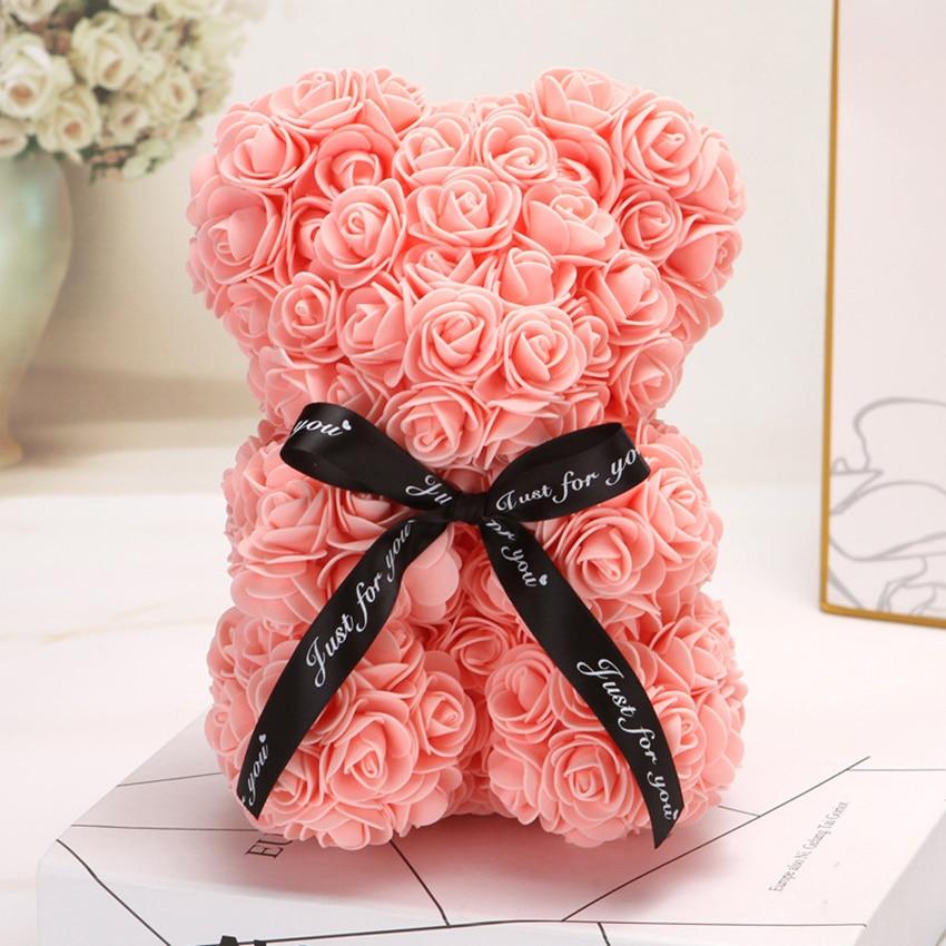 Oso rosa del Reino Unido | Osito de Peluche de Amor de Rosa de Flor de Lujo Hecho a Mano