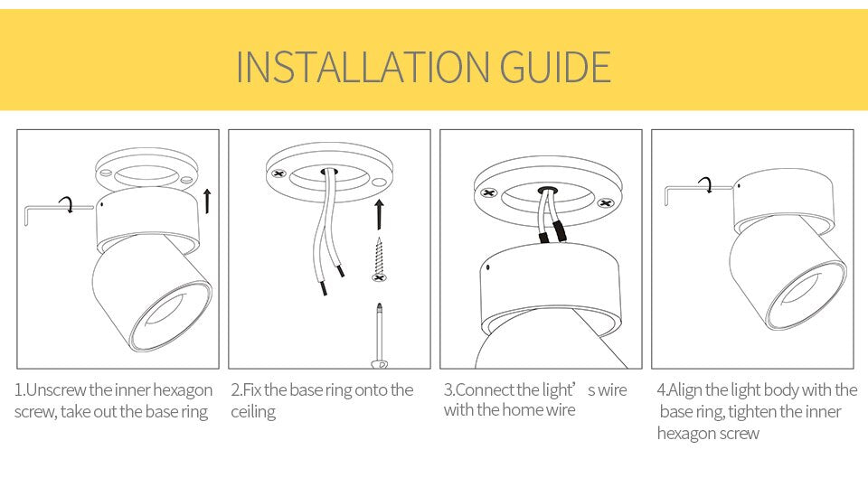 AiS LED Ceiling Light Surface Mounted 360 Degrees Round Curve Rotation