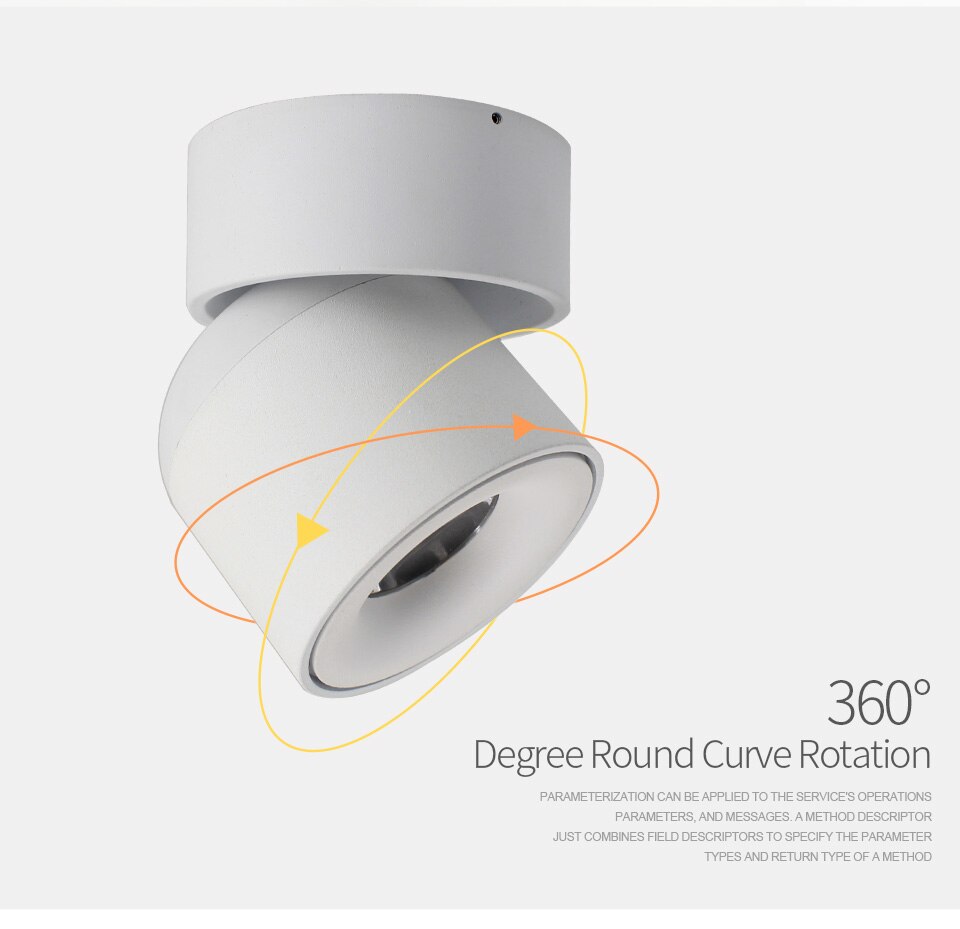 AiS LED Ceiling Light Surface Mounted 360 Degrees Round Curve Rotation