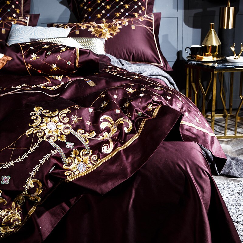 Ozmundo Sangria Egyptian Cotton Luxury Bedding Set