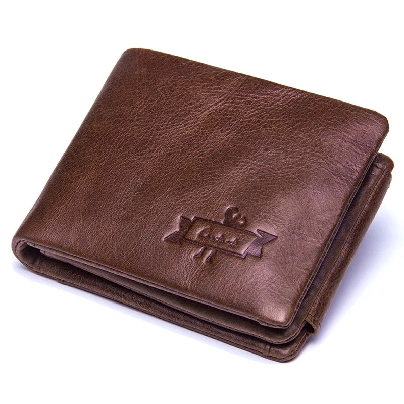 Victor Genuine Leather Trifold herre lommebok – vintage kuskinn med myntlomme og RFID-beskyttelse