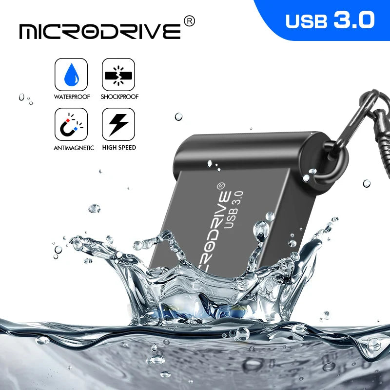 MicroDrive Super Mini USB 3.0 Pen Drive | Metallo 16 GB, 32 GB, 64 GB, 128 GB | Pen Drive ad Alta Velocità per PC e Mac