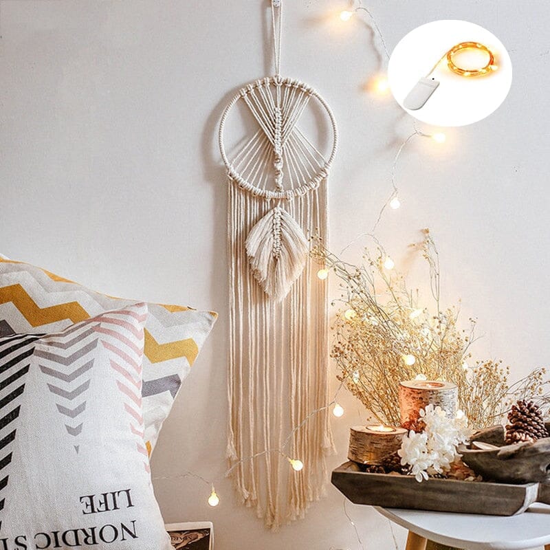 Atrapasueños de macramé con luces