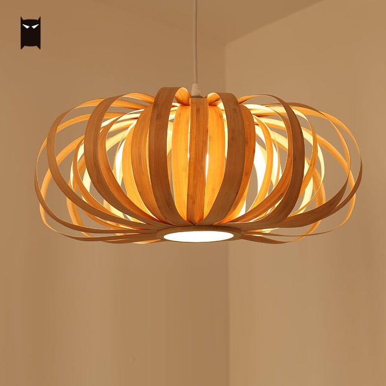 Wooden Pumpkin Pendant Light