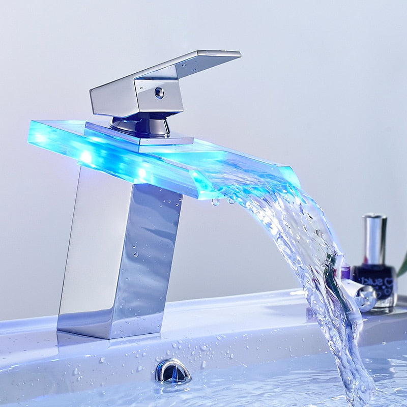 LED Waterfall Bathroom Faucet