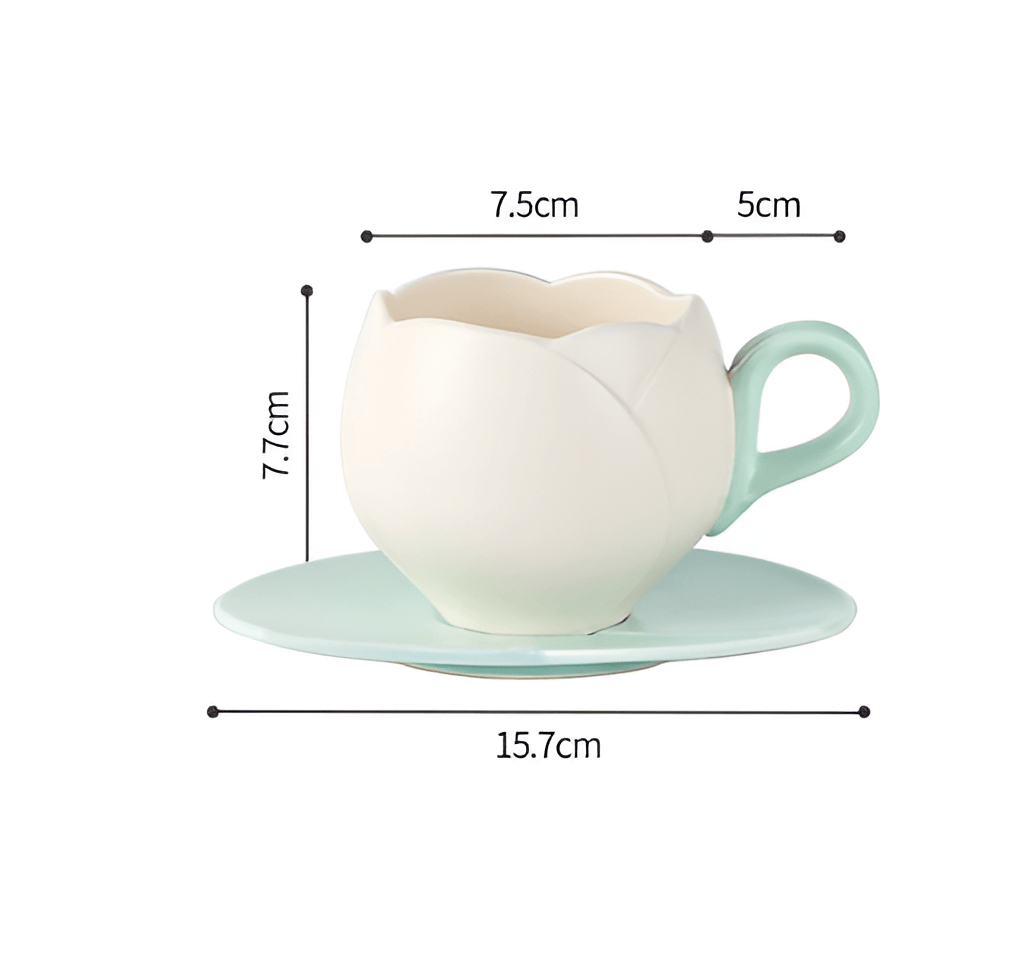 Ensemble de tasse à café en céramique avec soucoupe Tulipe