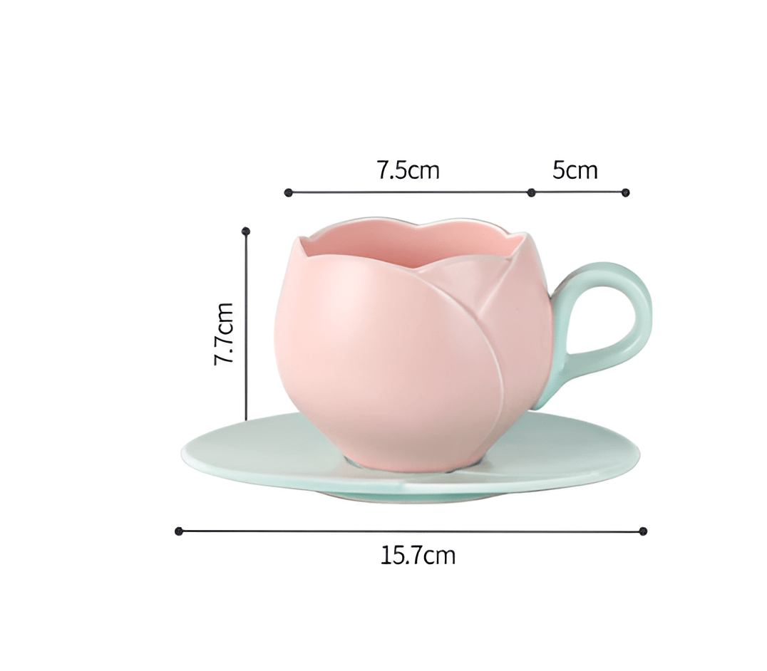 Ensemble de tasse à café en céramique avec soucoupe Tulipe