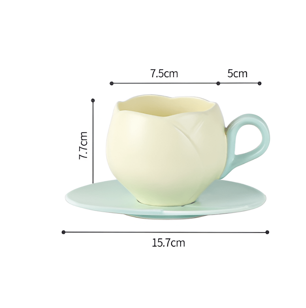 Tulip Ceramic Coffee Cup Saucer Set