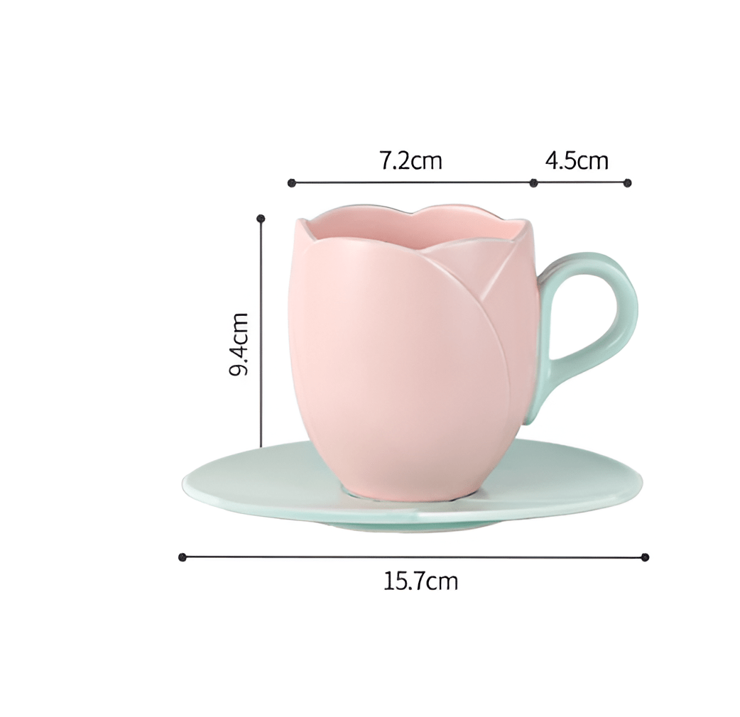 Ensemble de tasse à café en céramique avec soucoupe Tulipe