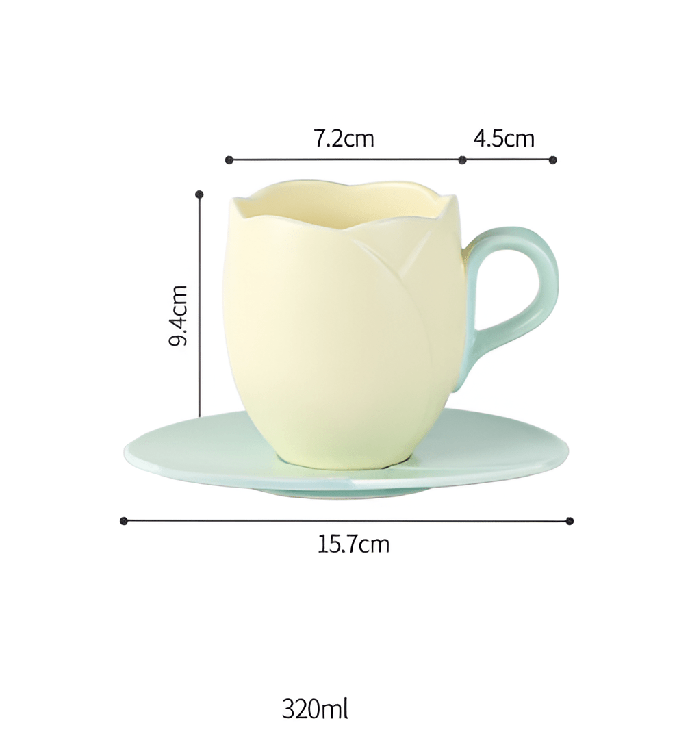 Ensemble de tasse à café en céramique avec soucoupe Tulipe