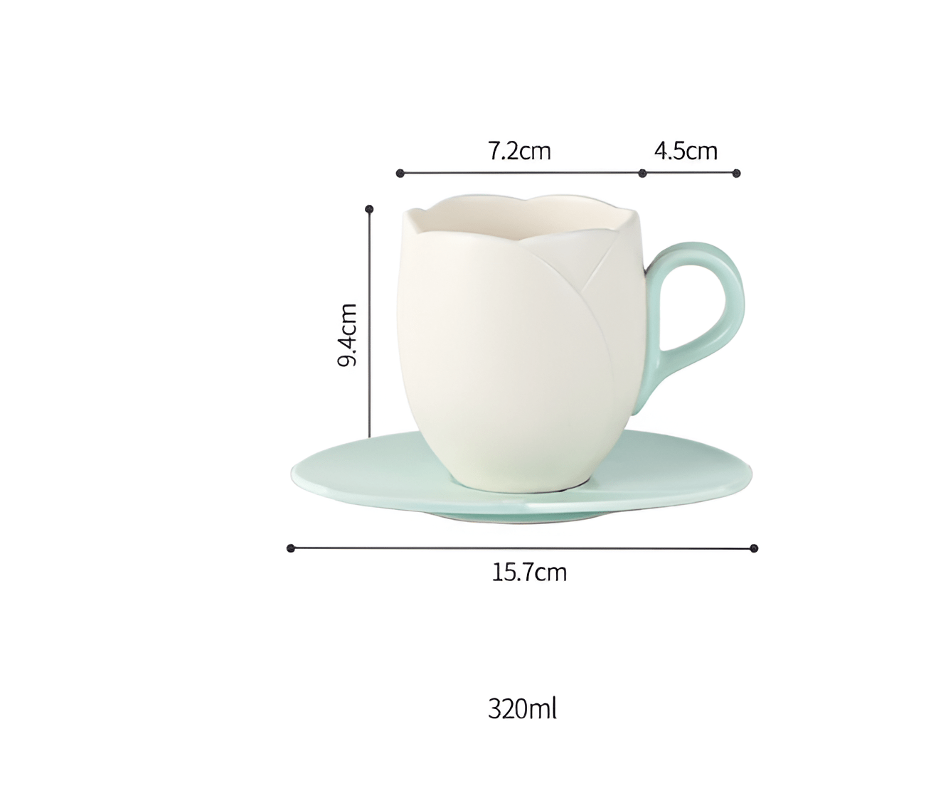 Ensemble de tasse à café en céramique avec soucoupe Tulipe