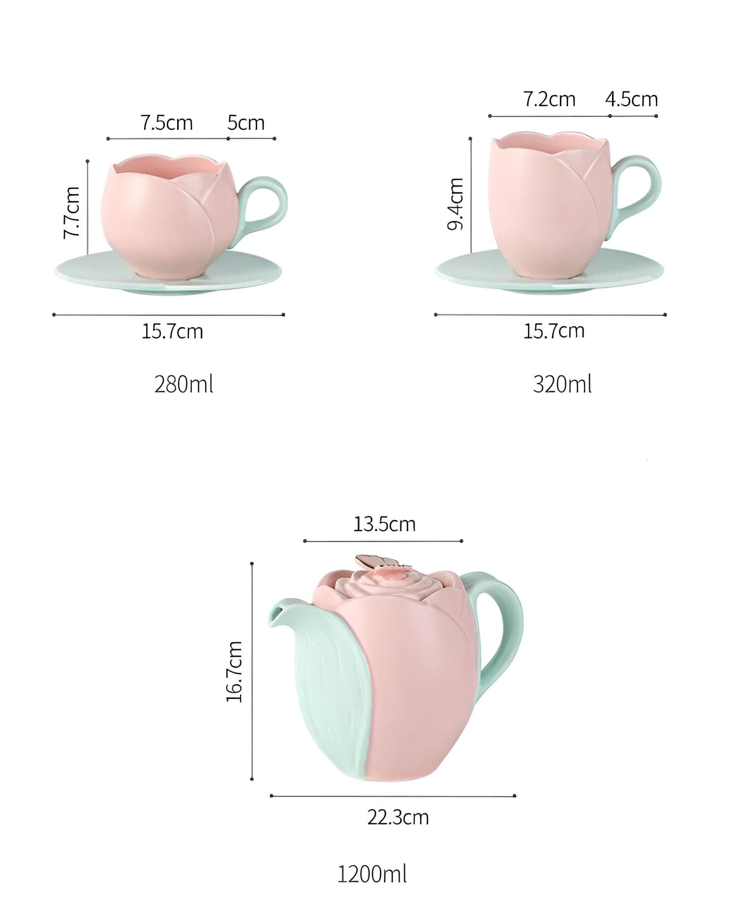 Ensemble de tasse à café en céramique avec soucoupe Tulipe