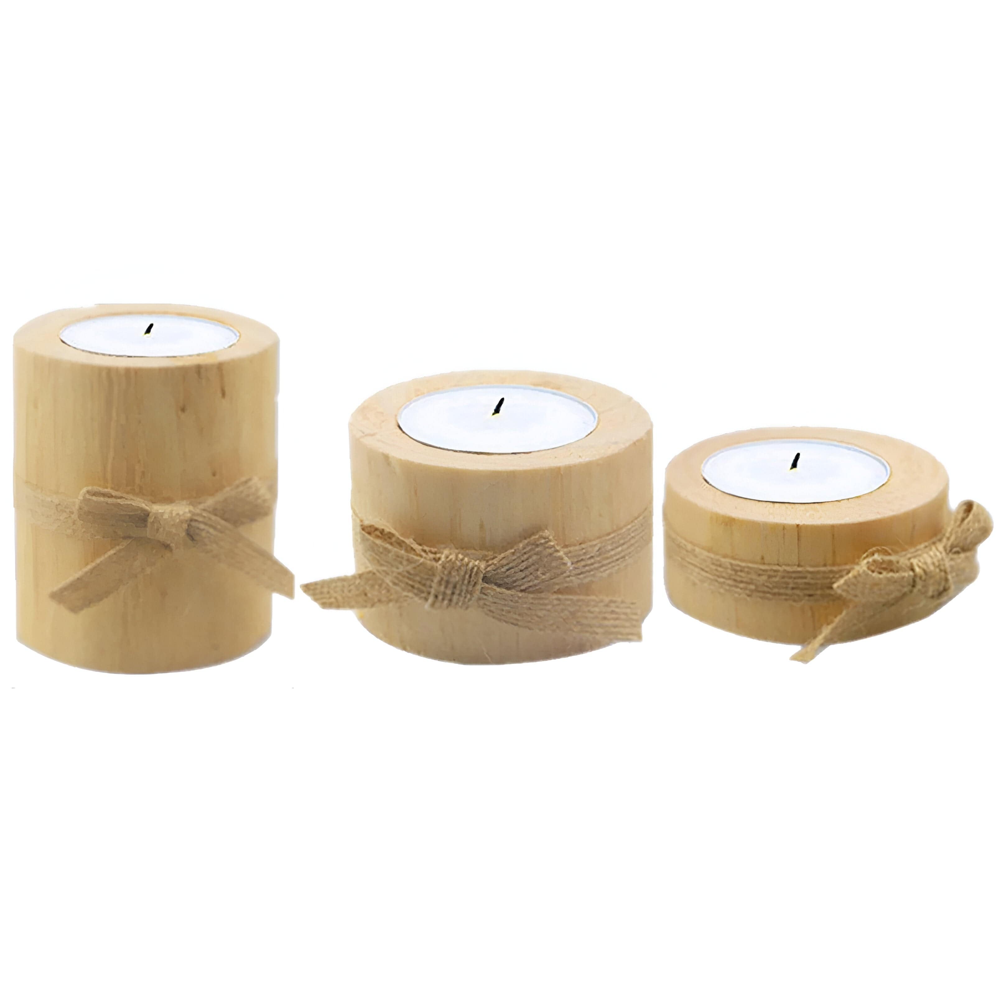 Pine Wood Candle Holders