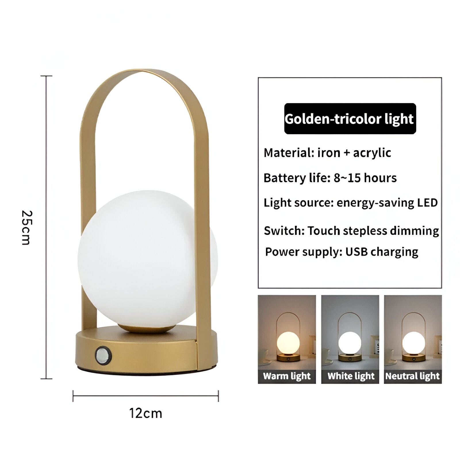 Lampe de table sans fil dimmable suspendue