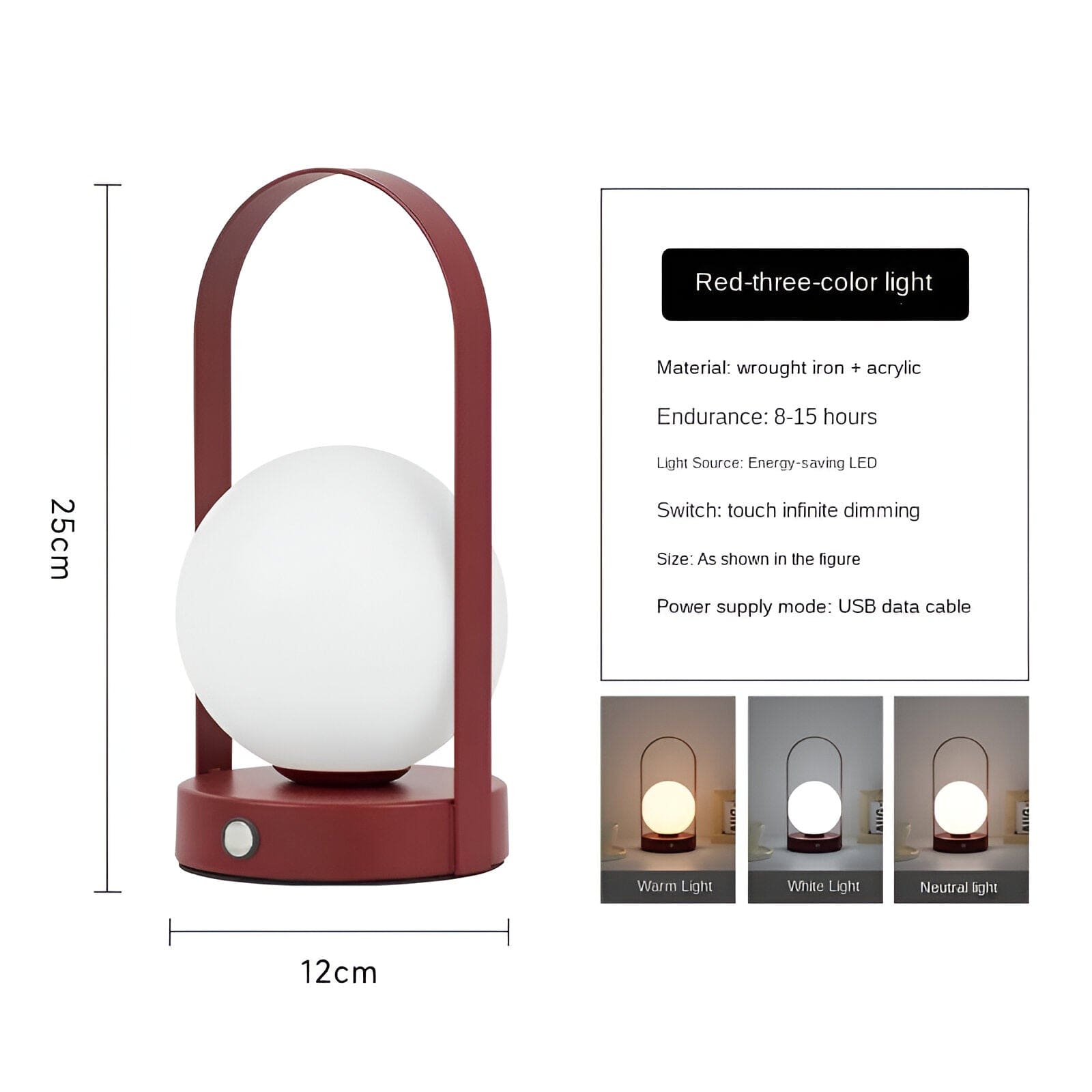 Lampe de table sans fil dimmable suspendue