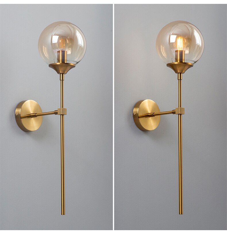 Glass Torch Brass Wall Light