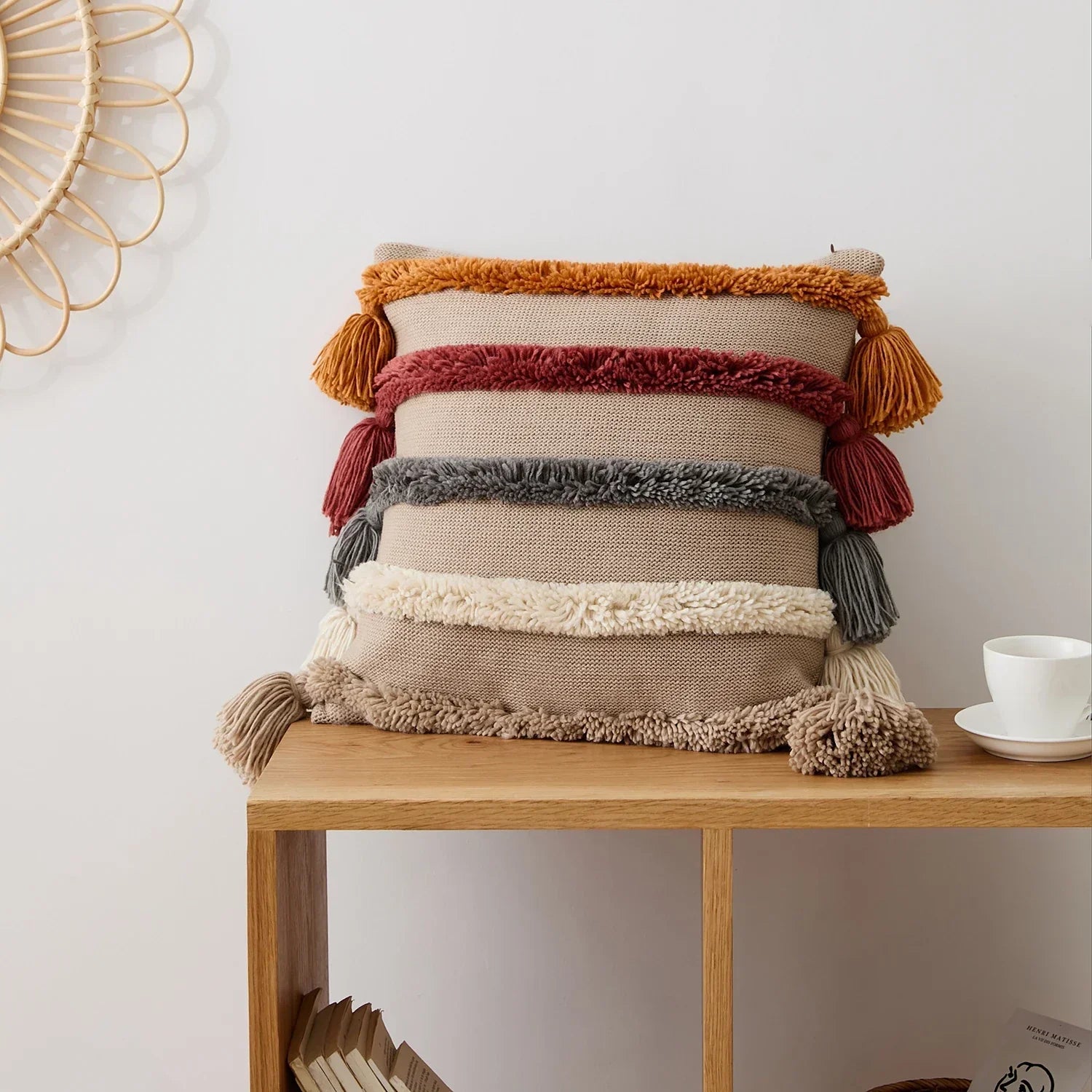 Boho Tufted Cushion Cover – With Tassels