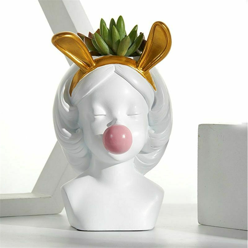 Cute Bubblegum Girl Ceramic Face Vase