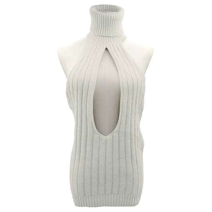 Sexy Hollow Out Pullover Ryggløs Virgin Killer Genser