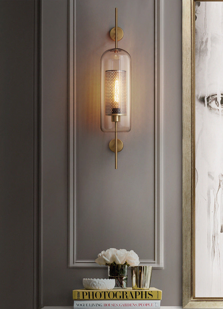 Modern Honeycomb Brass & Glass Wall Sconce