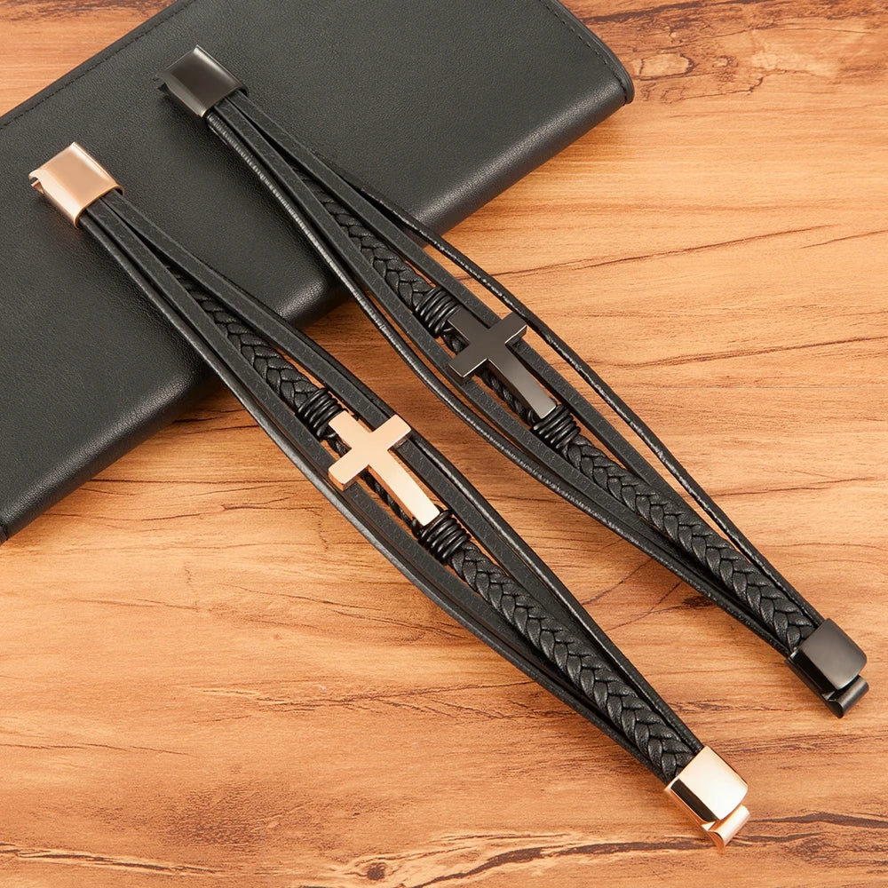 Faith-Armband aus Stahl mit Kreuz